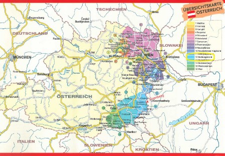 Landkarte Oesterreich Weinbaugebiete Burgenland
